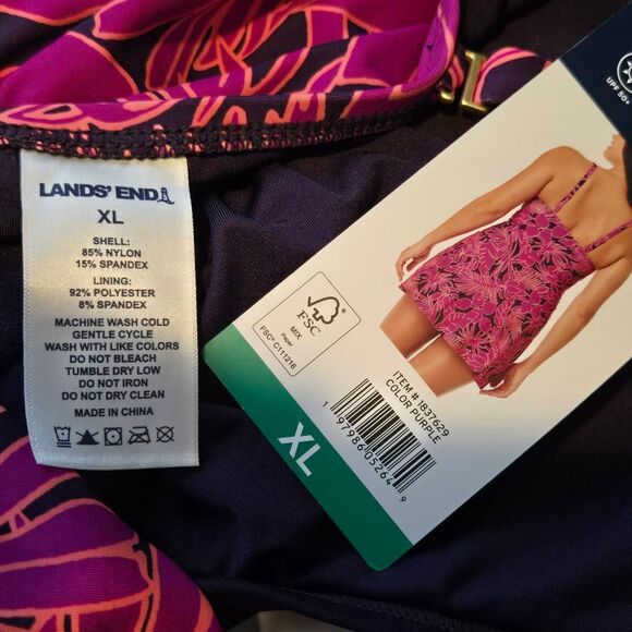 Lands' End Swim Dress Size XL Purple Floral UPF 50 New - Picture 5 of 5